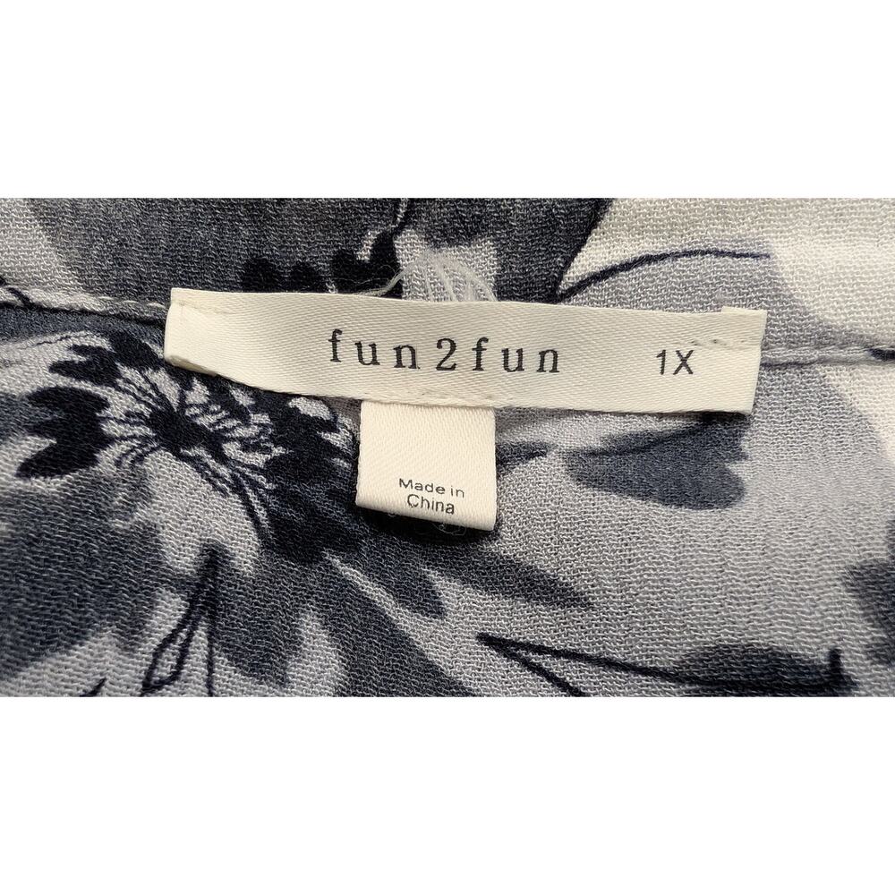 Fun2Fun Top Stitch Fix Floral Kearney Crinkle Henley Blouse Women's Size 1X - Picture 5 of 6